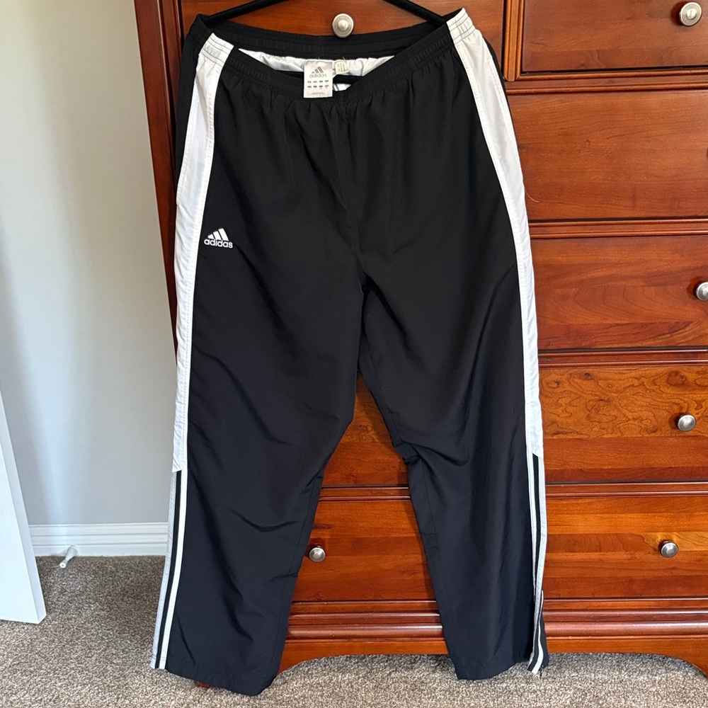 Adidas Black Athletic Pants with White Accents